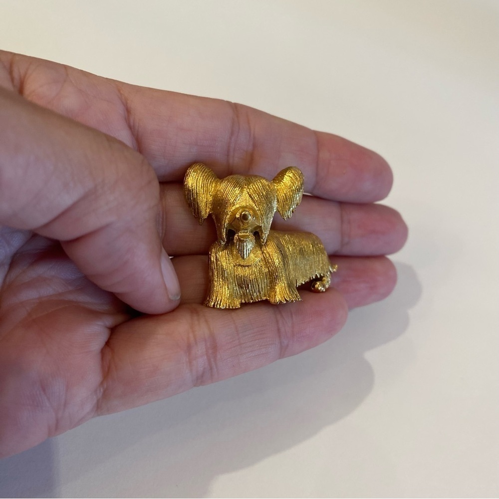 Vintage Gold Tone Terrier Dog Pin Brooch - Picture 4 of 6